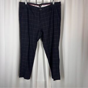 Slim Fit Navy Windowpane Dress Pants